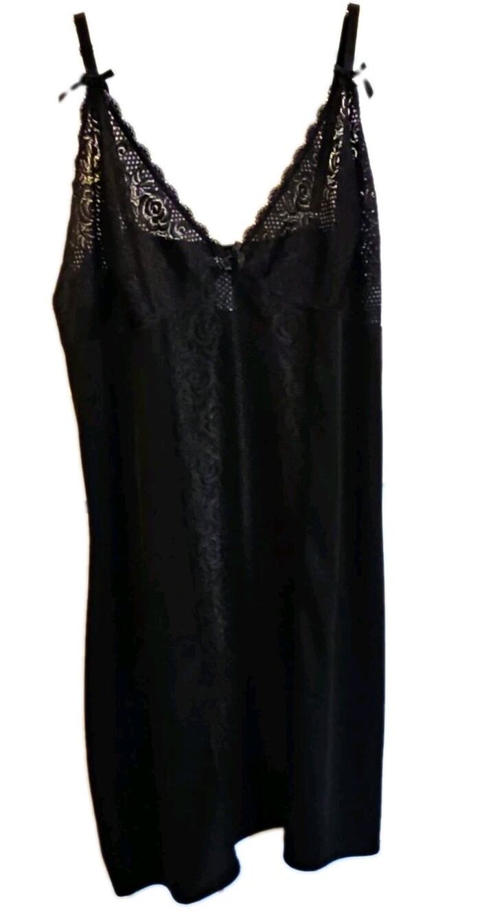 Delta Burke Black Lace Slip Nightgown 3xl Victorian Goth